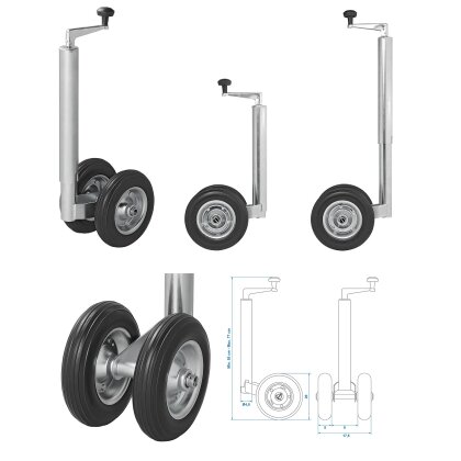 Zwillingsstützrad für Anhänger 48mm PU-Reifen Doppel Stützrad 550x770mm Deichselrad