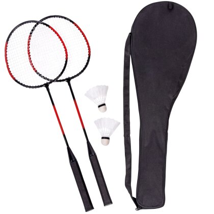 Badminton Set 2x Schläger 2x Federbälle und Tasche Federball Badmintonschläger