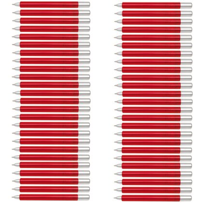 50 x Kugelschreiber Set 11,4 cm Gehäuse gefrostet Kulis Farbe Rot schwarzschreibend mit Drehmechanismus in Kunststoff