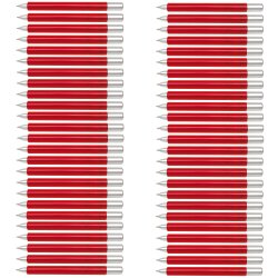 50 x Kugelschreiber Set 11,4 cm Gehäuse gefrostet Kulis Farbe Rot schwarzschreibend mit Drehmechanismus in Kunststoff