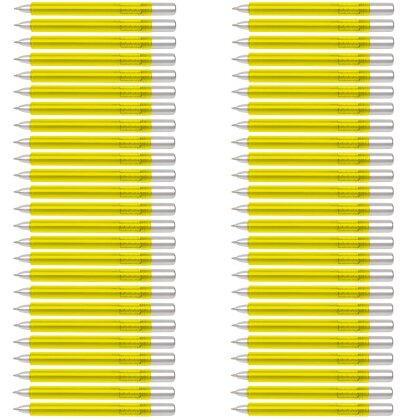 50 x Kugelschreiber 11,4 cm Set gefrostetem Gehäuse Kulis in Gelb schwarzschreibend mit Drehmechanismus Kunststoffmus Kunststoff