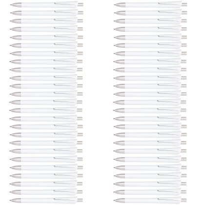 50 x Kugelschreiber 14,2 cm Weiß dunkelblauschreibend mit Druckmechanismus Schreiblänge 800-1000M Kunststoff