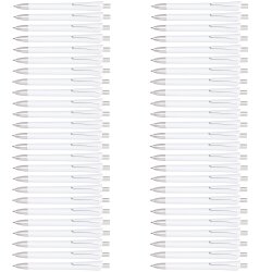 50 x Kugelschreiber 14,2 cm Weiß dunkelblauschreibend mit Druckmechanismus Schreiblänge 800-1000M Kunststoff