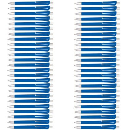 50 x Kugelschreiber in Blau Kulis 14,2 cm dunkelblauschreibend mit Druckmechanismus Schreiblänge 800M aus Kunststoff