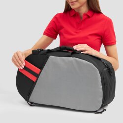 Sporttasche mit Schuhfach ca. 52x27,5x27cm aus 600D Polyester, Umhängetasche, Gym Tasche, Reisetasche, 35L, Schwarz/Grau