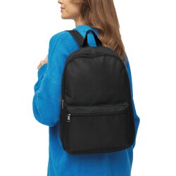 Rucksack klein Schwarz 30x10,5x39,5 cm – Mini Rucksäcke für Damen Reißverschluss-Hauptfach mit gepolsterte Schultergurte