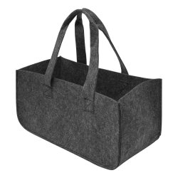 Kaminholzkorb Filz mit Tragegriffen – Grau Brennholzkorb, Größe 36x40x40cm – Ideale Holztasche für Kaminholztasche