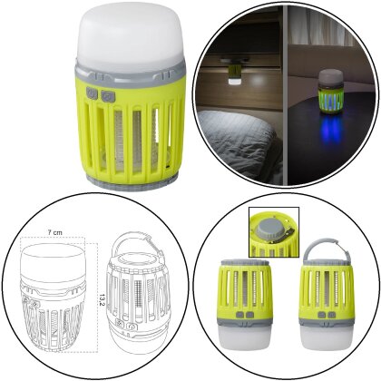 AS Insektenvernichter aufladbar Camping Lampe mit Insektenschutz UV LED 13,2 x 7 cm AS