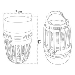 AS Insektenvernichter aufladbar Camping Lampe mit Insektenschutz UV LED 13,2 x 7 cm AS