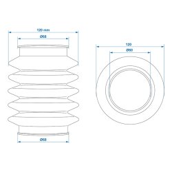 Faltenbalg Gummi Ø50 mm für Anhänger als Anhängerzubehör – flexibler Gummischutz, Schutzmanschette, 60/70 mm L = 165