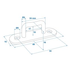 12x Zurrösen aus Metall für Ladungssicherung – Befestigungsösen Rechteckig für Anhänger, L 49 mm H 10 mm anschraubbar