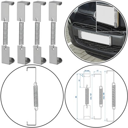 4x KFZ Schildhalterung 107-180 mm Stahl Nummernschilder Halterung Universell Kennzeichenhalter Auto Nummernschildhalter