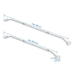 2x Flachplanenbügel für Anhänger einstellbar 140,5-208 cm - Metall Bügel für Flachplanen - Planenbügel für Anhängerplane