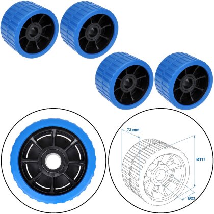 4 x Bootsrolle für Bootstrailer und Bootsanhänger Anhänger Sliprolle Marine