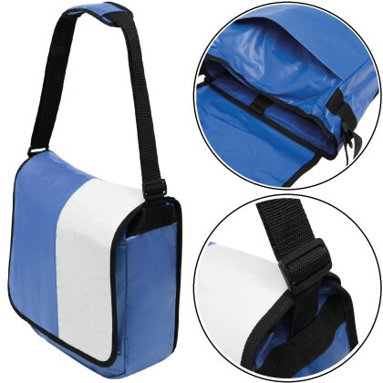 Umhängetasche blau ca. 34,5 x 31,5 x 13,5cm abwaschbar Planentasche 14L Tasche