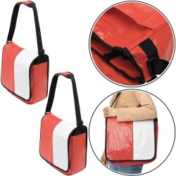 2 x Umhängetasche rot 34 x 31 cm abwaschbar PVC Planentasche 14L Planen Tasche