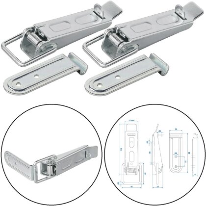 2x Spannverschluss verzinkt – Kistenverschluss Montageplatte mit 2 Schraubenlöchern max. bis 200 kg, Kniehebelspanner