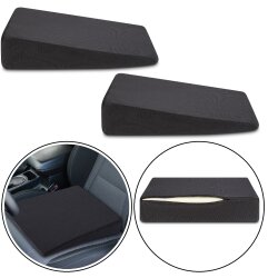 2 x Keilkissen schwarz für Stuhl & Auto – 37x37x8 cm, waschbarer Bezug, Verbundschaumfüllung, 100% PU-Schaum – Ideal für Büro, Zuhause & für 2 Personen (Fahrer & Beifahrer)