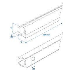 Kederschiene für 9mm Keder 90° Kederleiste 1,2m Markise Wohnwagen Alu Vorzelt