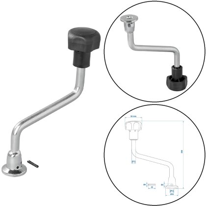 Hebel für Stützrad 48mm aus Stahl mit Unterplatte H 200mm Kurbel Bugrad Deichselrad