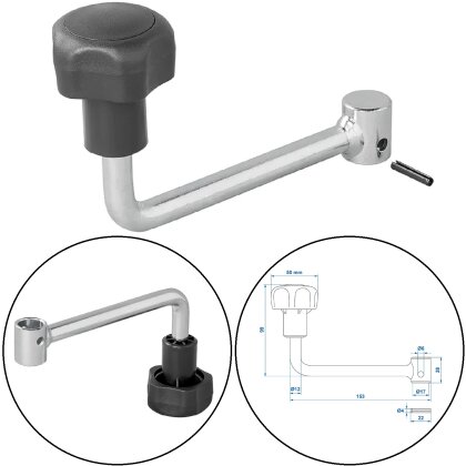 Hebel für Stützrad 60mm Achsdurchmesser 17mm Kurbel Bugrad Stahl Deichselrad