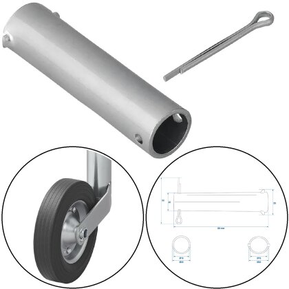 Achse für Stützrad Aussen Ø20 Innen Ø16 x 80mm Anhängerstützrad Bugrad Deichselrad