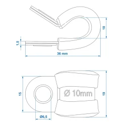 20x Kabelklemmen 10 mm - Kabelklemme Gummi und rostfreier Stahl für Kabel mit Schraubloch 6,5mm Kabelzubehör zum klemmen