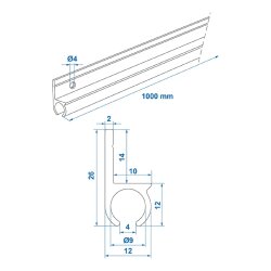 3x Kederschiene Wohnwagen 100 cm – Aluminium Ø7-9 mm Führungsschienen mit 6 Befestigungslöchern & Schrauben Kederleiste