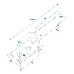 4x Ankerbolzen 110mm Daumenschrauben Ø16mm Anschweißbolzen für Anhänger LKW Gartentore etc