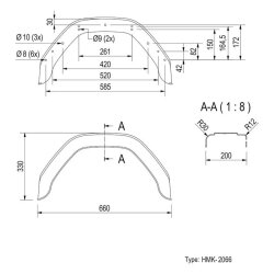 1 x Kotflügel für Anhänger (2066), passend für 13 Zoll Räder – Kunststoff, einfache Montage, für zb. Pferdeanhänger und Autoanhänger, 660mm x 200mm x 330mm