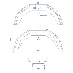 2 x Kotflügel für Anhänger, mit Reflektor, geeignet für 13 Zoll Räder, elastisch, stoßfest, UV-beständig, für zb. Anhänger, Pferdeanhänger