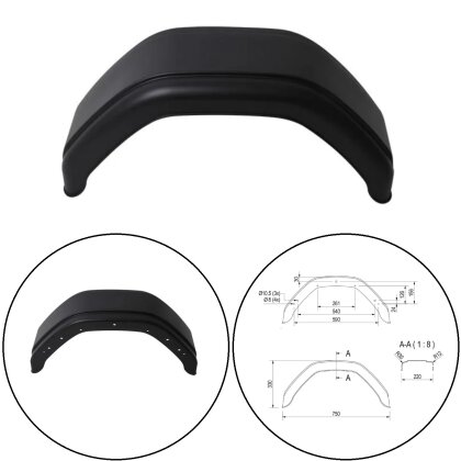 1 x Kotflügel für Autoanhänger, Stoßfest & UV-beständig, Passend für 14 Zoll Räder, Schutzblech für zb. Anhänger, Pferdeanhänger, Modell 2275