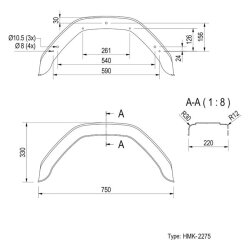 2 x Kotflügel für Anhänger 750x220x330mm – Elastisch ,robust, für zb. Autoanhänger und Pferdeanhänger, UV-beständig, für 14 Zoll, Modell 2275