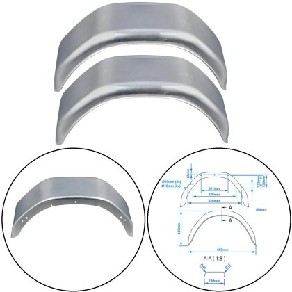 2 x Schutzbleche Anhänger 1920Gr Metall Schutz für Radkästen 13 Zoll Radabdeckung Kotflügeln Schutzblech Kotflügel