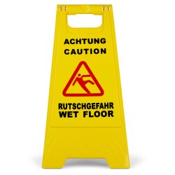 2 x Achtung Rutschgefahr Schild – Warnschild für Nässe und Glätte | Vorsicht Rutschgefahr Aufsteller mit Piktogramm - Größe 60 cm x 21/30 cm