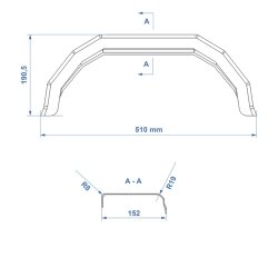 1 x Kotflügel für Anhänger 8 Zoll – Robustes Schutzblech für Pferdeanhänger, elastisch, UV-beständig, stoßfest 152x510x190,5 mm