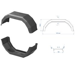 2 x Kotflügel für Anhänger 8 Zoll – Schutzblech für Pferdeanhänger, elastisch, UV-beständig, stoßfest, Maße: 152x510x190,5 mm