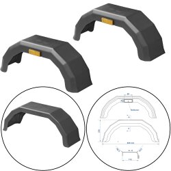 2 x Kotflügel Anhänger Schutzblech für Anhänger, Pferdeanhänger – Seitenreflektor, Stoßfest, UV-beständig, für 10 Zoll Räder, 620x238x172mm