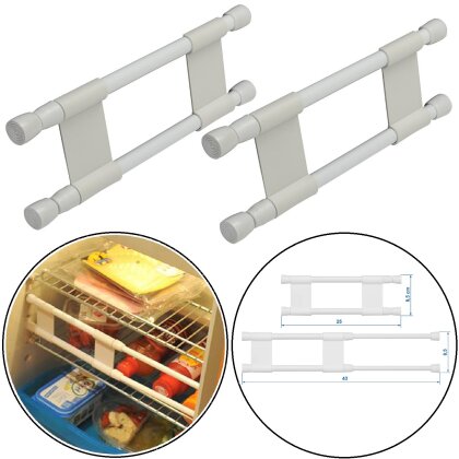 2 x Klemmstange für Wohnmobil und Küche – Ausziehbar 25,5 bis 43 cm, Doppelstange aus Kunststoff & Stahl, sichert Geschirr