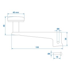 Hebel für Anhänger Stützrad 35mm Kurbel Rangierhilfe Stahl Deichselrad H181mm