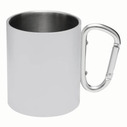 Edelstahlbecher 300ml Tasse mit Karabiner Thermobecher...