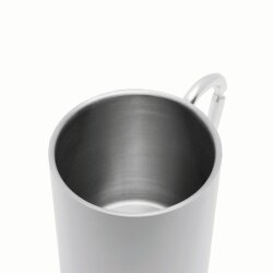 Edelstahlbecher 300ml Tasse mit Karabiner Thermobecher Kaffee weiß