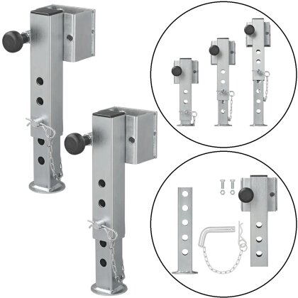 2 x Anhängerstütze kippbar 5-stufig 1300Kg Stütze 345-445mm Ausdrehstütze TL60 D85