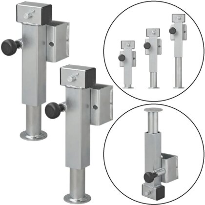 2x Abstellsastütze 360–595 mm Stütze – Kurbelstütze Anhänger je 1350 kg Tragkraft Anhängerstütze SF60-D85-SW19-225+ADAP