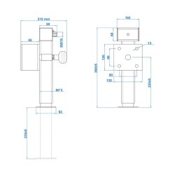 2x Abstellsastütze 360–595 mm Stütze – Kurbelstütze Anhänger je 1350 kg Tragkraft Anhängerstütze SF60-D85-SW19-225+ADAP