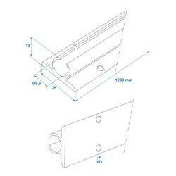 3 x Aluminium Kederleiste Wohnwagen 120x2,5x1,3cm 7-9mm Zeltschiene Kederschiene