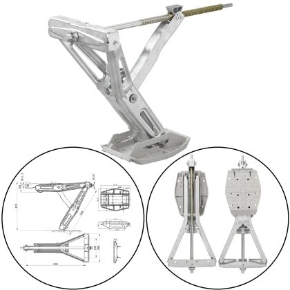 1 x Wohnwagen Stütze 1000Kg 605x280mm H470mm Kurbelstütze + Stützplatte Anhänger