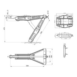 1 x Wohnwagen Stütze 1000Kg 605x280mm H470mm Kurbelstütze + Stützplatte Anhänger