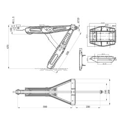 1 x Wohnwagen Stütze 605x280mm H470mm 1000Kg Kurbelstütze + Stützplatte Anhänger