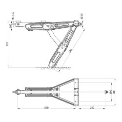 1 x Wohnwagen Stütze 1000Kg H470mm 605x280mm Kurbelstütze Nivelliermechanismus